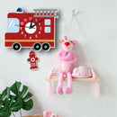 Fire Truck Wall Clock With Pendulum Silent Movement Funny Hanging Watch For