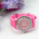 Pink Gel Silicone Crystal Girl Lady Jelly Sport Wrist Watch Gifts Fashion  ZTF