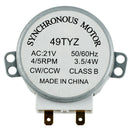mini wave Oven Turntable Synchronous Motor 3W 5/6RPM AC 21V 50/60Hz