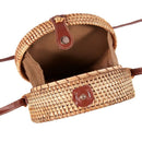 Woven Rattan Bag Round Straw Shoulder Bag Small Beach Handbags Women Summer E4D1