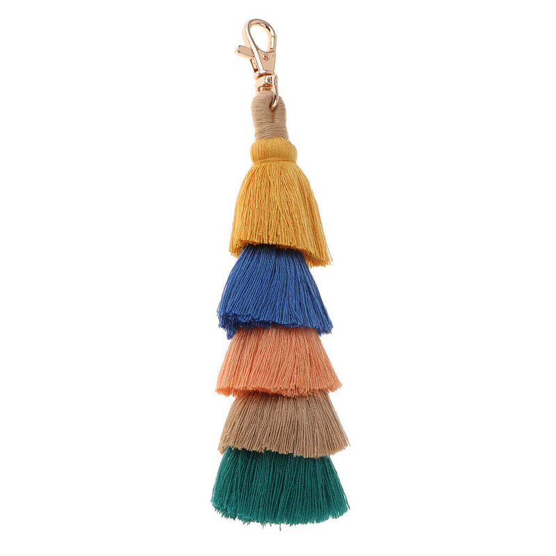 Stylish Hand Made Colorful Bohemian Pom Pom Tassel Bag Charm Keychain