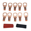 10pcs Heavy Duty Copper Battery Cable Lugs 8AWG 3/8 with Heat Shrink Tubes A
