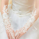 Crystal White Lace Bridal Glove Wedding Party Pageant Long Gloves Fingerless BX