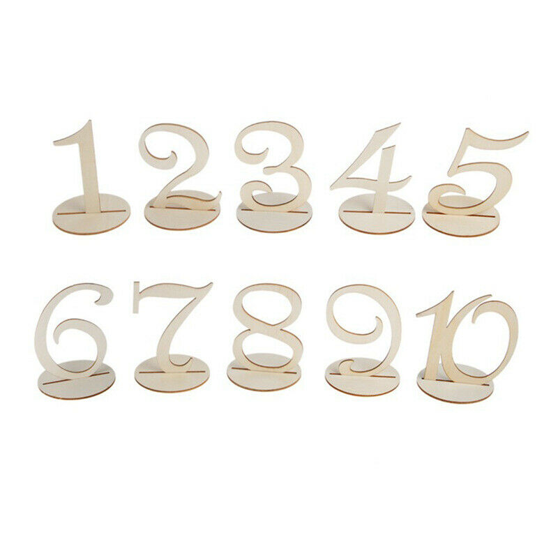 1-10 Wooden Table Numbers Set with Base Birthday Wedding Party Decor Gifts