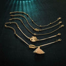 5pcs/set Bracelet Women Heart Shell Flower Bead Chain Retro Tassel Jewelry