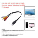 1Pc Usb Male Plug To 3 Rca Female Adapter Audio Converter Video Av A/V Cabl