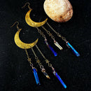 Large Moon Earrings Plated Dangly Drop Crescent Moon Celestial Gifts Jewelry Hn