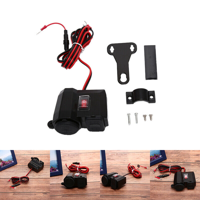 Waterproof 12v/24v Motorcycle USB Charger Power Adapter Socket&Voltmeter Disp Hn