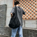 Canvas Crossbody Bag Large Capacity Unisex Travel Shoulder Handbags (Black) A