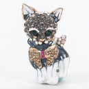 Fashion Crystal Cat Animal Brooch Breastpin Lapel Collar Pin Women Cute Jewelry