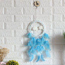 LED Flower Cloud Feather Dreamcatcher String Light Decorative Lamp (Blue) A