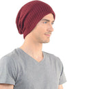 Mens Slouchy Long Beanie Knit Cap for Summer Winter Oversize Jujube red L8N9