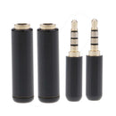 2x 3.5mm 4 Pole Male + Female Repair Headphone Jack Metal Soldering Black