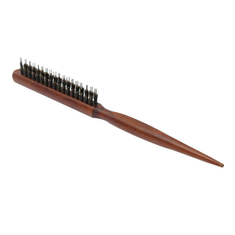 Wood Handle Natural Boar Bristle Hair Brush Fluffy Comb Hairdressing Barber I4A8