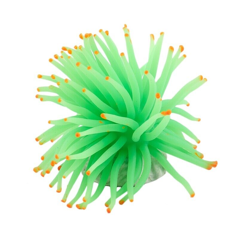 Aquarium Decorative Green Silicone Sea Anemone Fish Tank Ornament P9N1