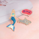 3PCS/Set Enamel Cartoon Mermaid Collar Brooch Pins Badge Corsage Brooch BX