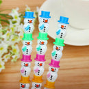 1Pcs Christmas Cute Snowman Writing Pencil Stackable Kid Set Gift Colorful M8Z0