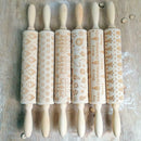 Christmas Snowflake Elk Wooden Rolling Pin Dough Engraved Roller DIY Tool