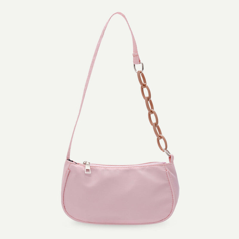 Women Casual Handbag Simple Nylon Daily Female Totes Shoulder Bags (Pink) A