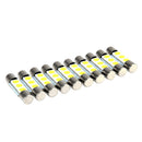 10pcs 5050 3-SMD LED Mirror Light 28mm-31mm Fuse Bulbs Kit Car Lighting
