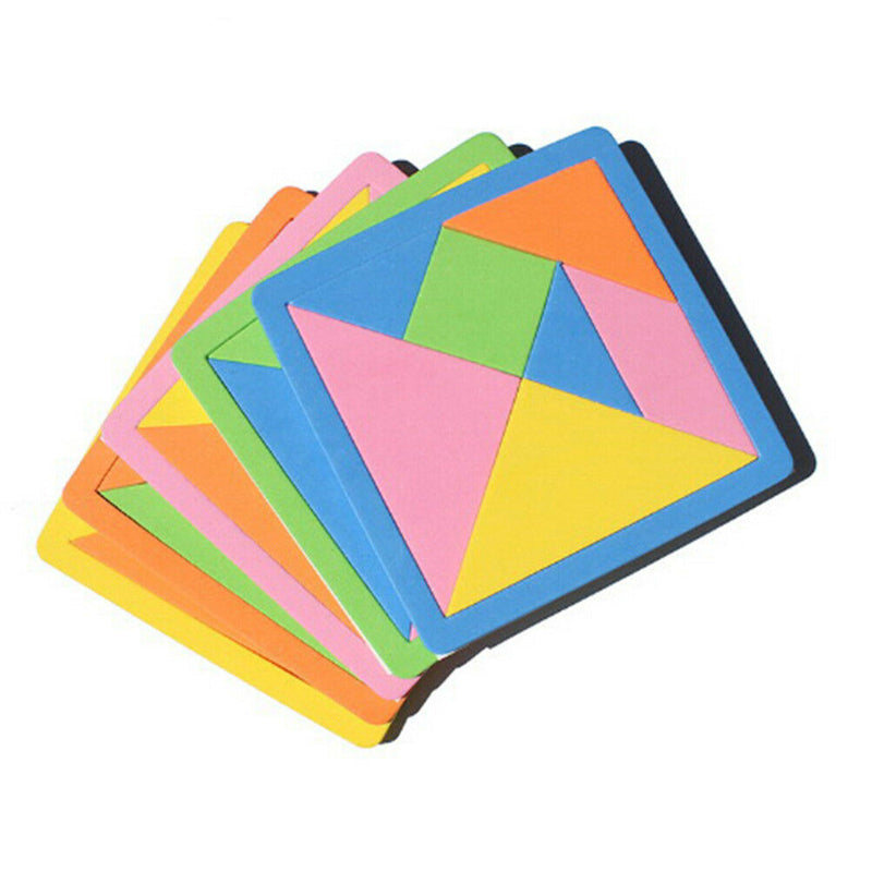 1 set Rainbow Color EVA Tangram DIY Foam Puzzle Kids Brain Educational Toys ME