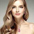 2pcs/set Elegant Crystal Earrings Water Drop Pendant Necklace Women Jewelry