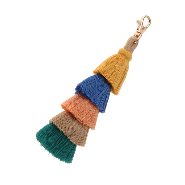 Stylish Hand Made Colorful Bohemian Pom Pom Tassel Bag Charm Keychain