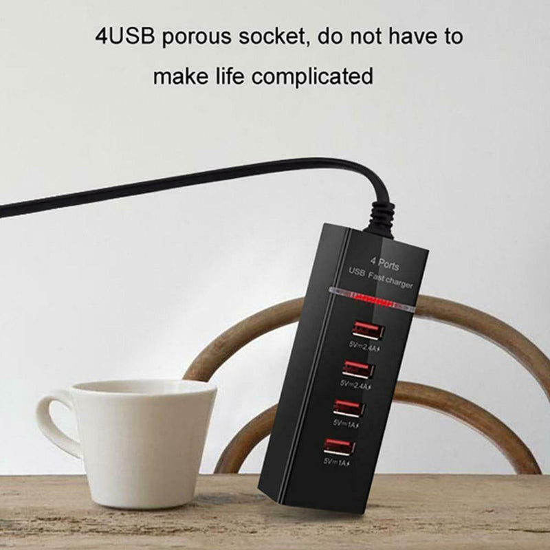 B38 4USB Travel Mobile Phone Charger 5V 3A Smart Charging Head (EU Plug)