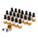 20 Pack Refill Empty Mini Amber Glass Essential Oils Dropper Bottles Jars, 1ml,