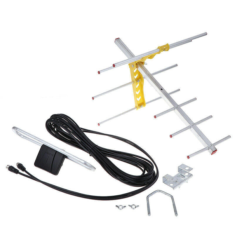 Outdoor 100Mile Amplified 8 Yagi Antenna HD TV 10dB Long Range UHF/VHF/FM  OZ