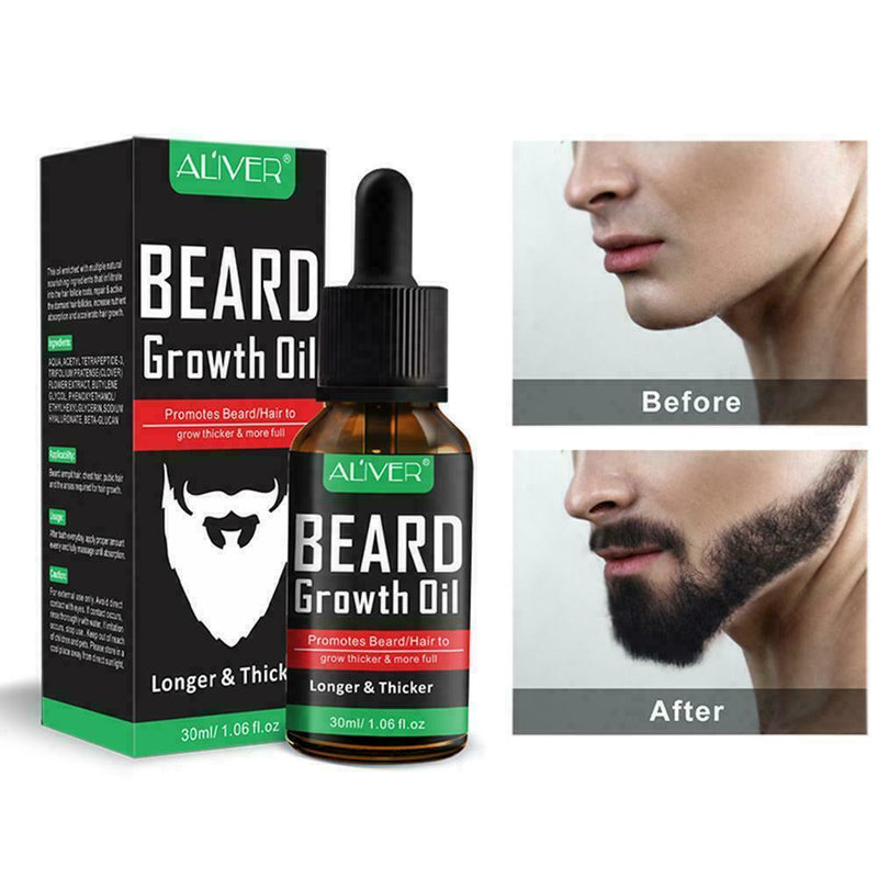 30ml Men Natural Moustache Beard Growth Essential Oil Grower Boost Hair Bea P1A7