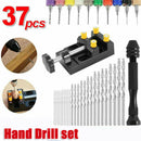 37 IN 1 Micro Hand Drill Precision Pin Vise Twist Bits Set Woodworking Tool Kit