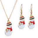 2pcs/set Christmas Snowman Dangles Earrings Pendant Necklace Women Jewelry