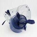 Ascot Races Feather Hair Cords Fascinator Clip   Side Fancy Hat Blue