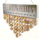 Wooden Hanging Calendar â€‹Birthday Reminder Board Family Date Planner Sign