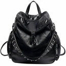 Women Backpack Purse 3 ways PU Washed Leather Rivet Studded Ladies Rucksack