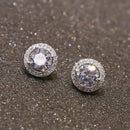 Women\'s Elegant Crystal Zircon Inlaid Ear Studs Platinum Plated Earrings Deluxe