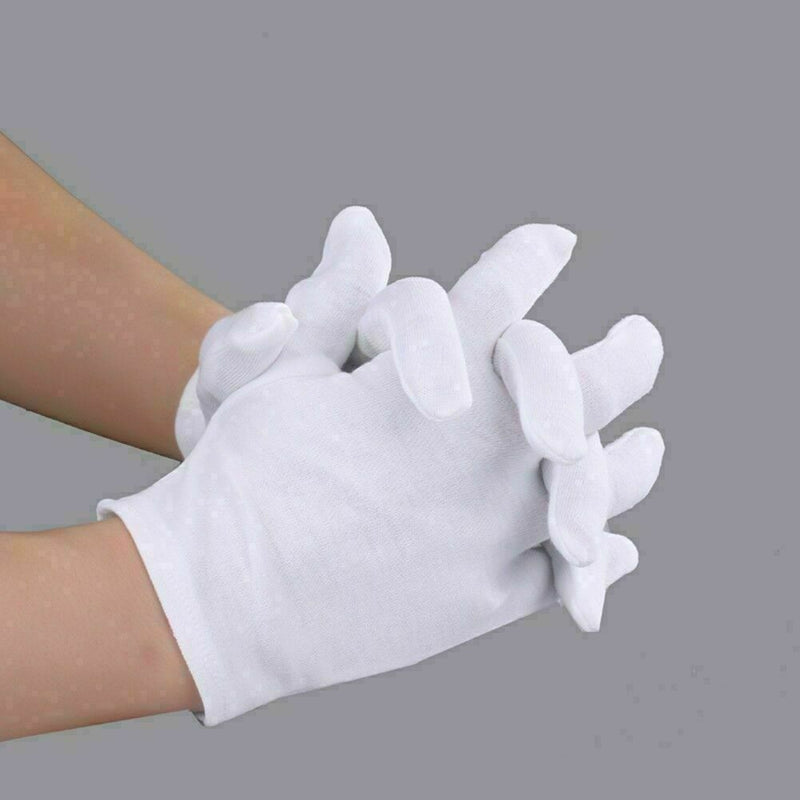 5Pair White Cotton Gloves Khan Cloth Quality Check Warm Rituals Play Gloves K2C9