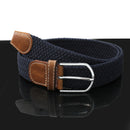 1pcsDeep Blue Casual Men Leather Braided Elastic Stretch Golf Belt Waistband Hot