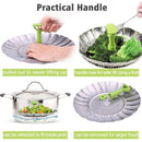 9" Stainless Steel Folding Food Vegetable Poacher Steamer Basket Cooker Extend