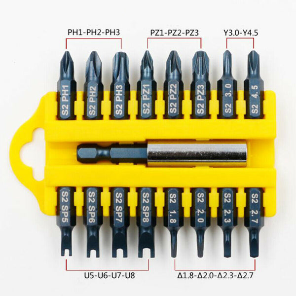17Pcs Security Tamper Proof Multi-Bit Set Magnetic Holder Screwdriver Bits D