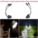 2 Dual Flexible Arms 4 LED Clip-on Light Lamp for Piano Music Stand Book