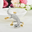 Fashion Crystal Rhinestone Gecko Lizard Animal Brooch Pins Men Women Jewelry