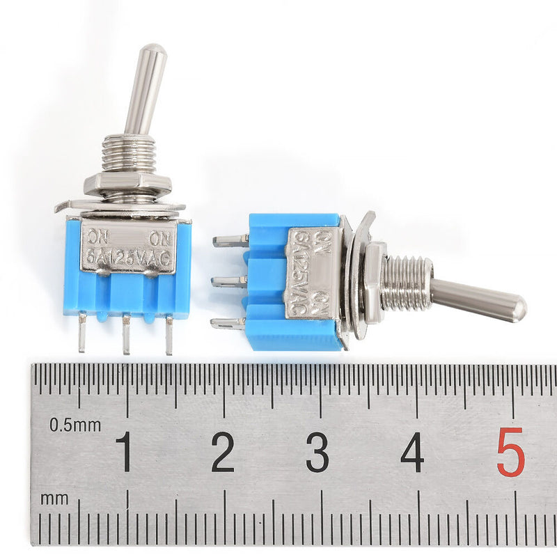 High Quality 5 Pcs AC 6A/125V ON/OFF SPDT Mini 2 Position Latching Toggle Switch