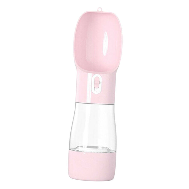 Portable Pet Dog Outdoor Travel Water Bowl Bottle Drinking Food Dish Feeder Pink