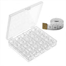 25 Pcs Plastic Sewing Machine Bobbins with Case and Measuring Tape for Brot