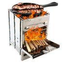 Potable Outdoor Camping Wood Stove Picnic Bbq Grill Stainless Steel Folding