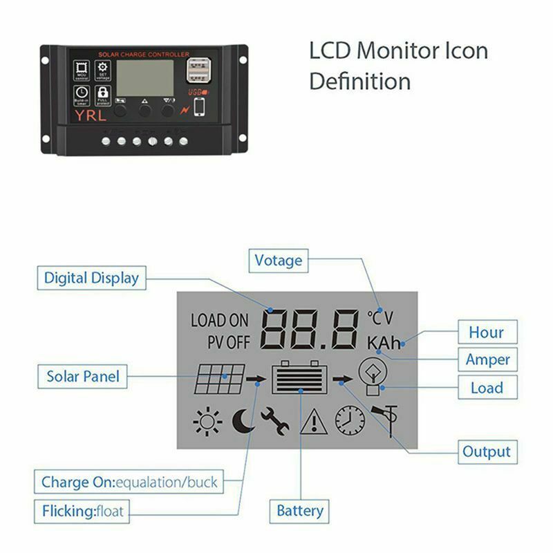 Solar Panel Controller Battery Charge Regulator 12V/24V Auto With Dual UsbÃ¯Â¼Ë† D2Q9