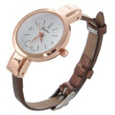 Women Ladies Thin Faux Leather Strap Wrist Watch Coffee