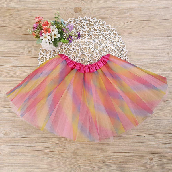 Baby Girl Rainbow Tutu Skirt Kids 3 Layers Tulle Skirt Dancewear Cake Skirt #gib